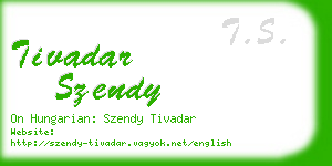 tivadar szendy business card